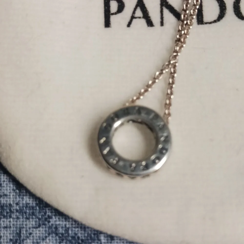 Pandora Silver Necklace with Sparkling Silver Pendant - Picture 3 of 4